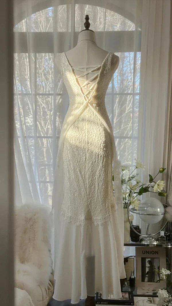 Unique Mermaid V Neck Satin Chiffon Long Prom Dresses Formal Dress C4650