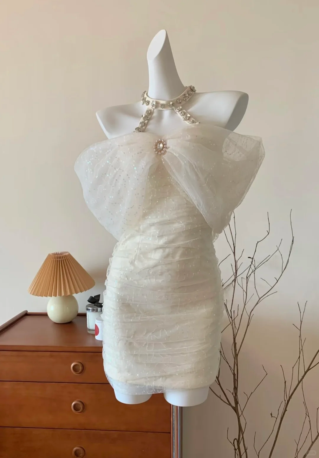 Impress Mermaid Halter Tulle Sequin Beads Short Homecoming Dress 20th Birthday Outfits C4670