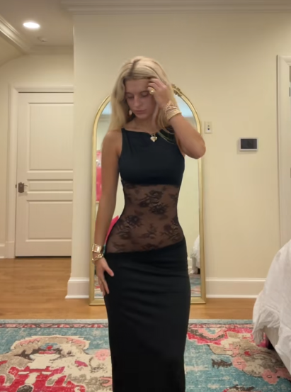 Stunning Mermaid Black Satin Lace Long Prom Dresses Formal Dress C4727