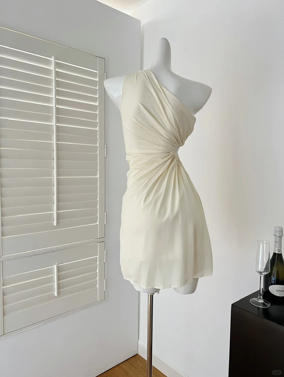 Unique A Line One Shoulder Satin Pleated Short Homecoming Dress 19th Birthday Outfits C4763