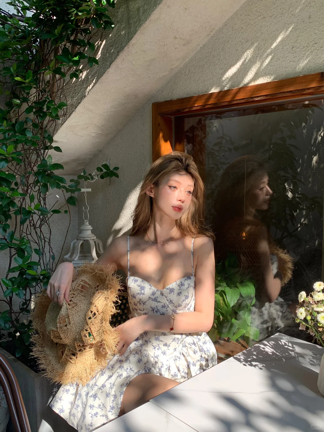 Pretty A Line Spaghetti Straps Satin Printed Floral Short Homecoming Dress 18th Birthday Outfits C4772