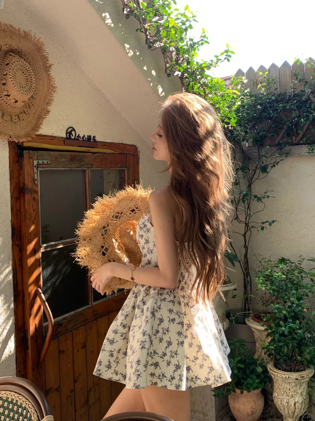 Pretty A Line Spaghetti Straps Satin Printed Floral Short Homecoming Dress 18th Birthday Outfits C4772