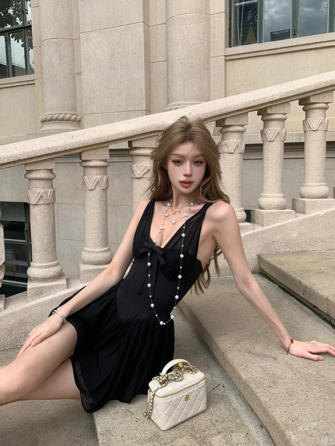 Classy A Line V Neck Black Satin Chiffon Short Homecoming Dress 20th Birthday Outfits C4779