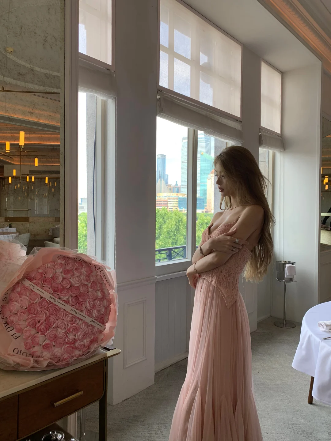 Classy A Line Strapless Tulle Lace Long Prom Dresses Formal Dress C4781