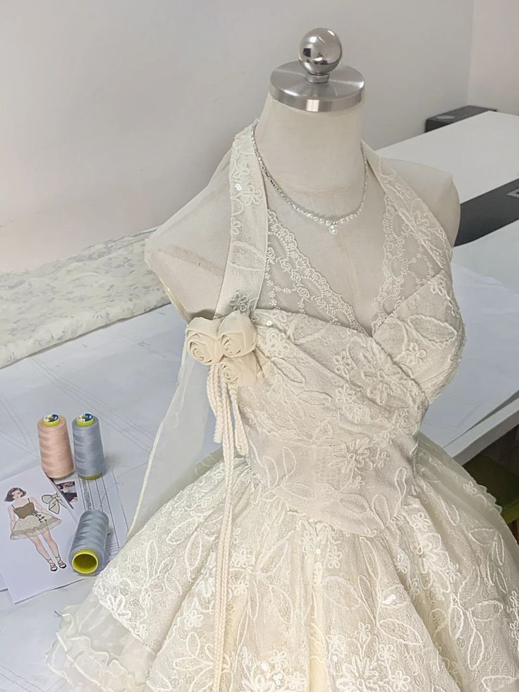 Cute A Line Halter Tulle Lace Short Homecoming Dress 18th Birthday Outfits C4792