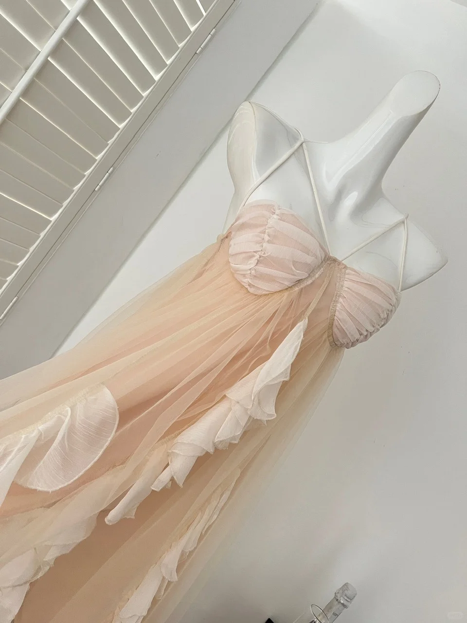 Princess A Line Spaghetti Straps Chiffon Tulle Ruffles Long Prom Dresses Formal Dress C4838