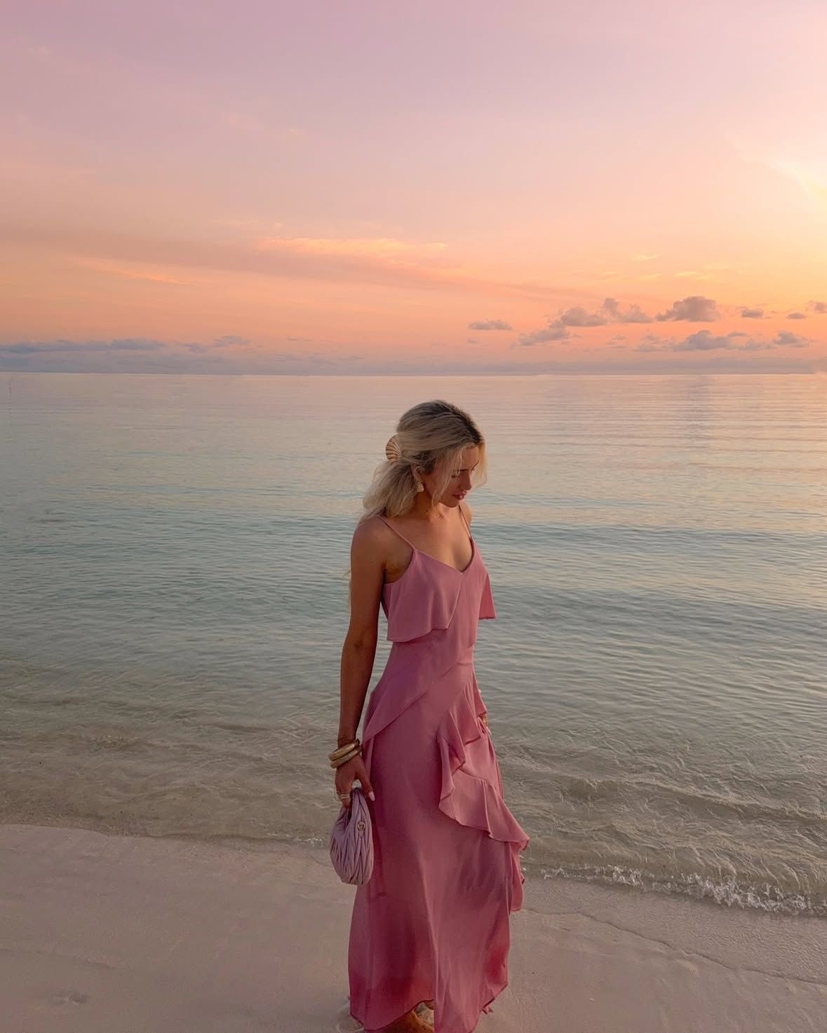 Eelgant A Line Spaghetti Straps Chiffon Ruffles Long Prom Dresses Formal Dress C4872