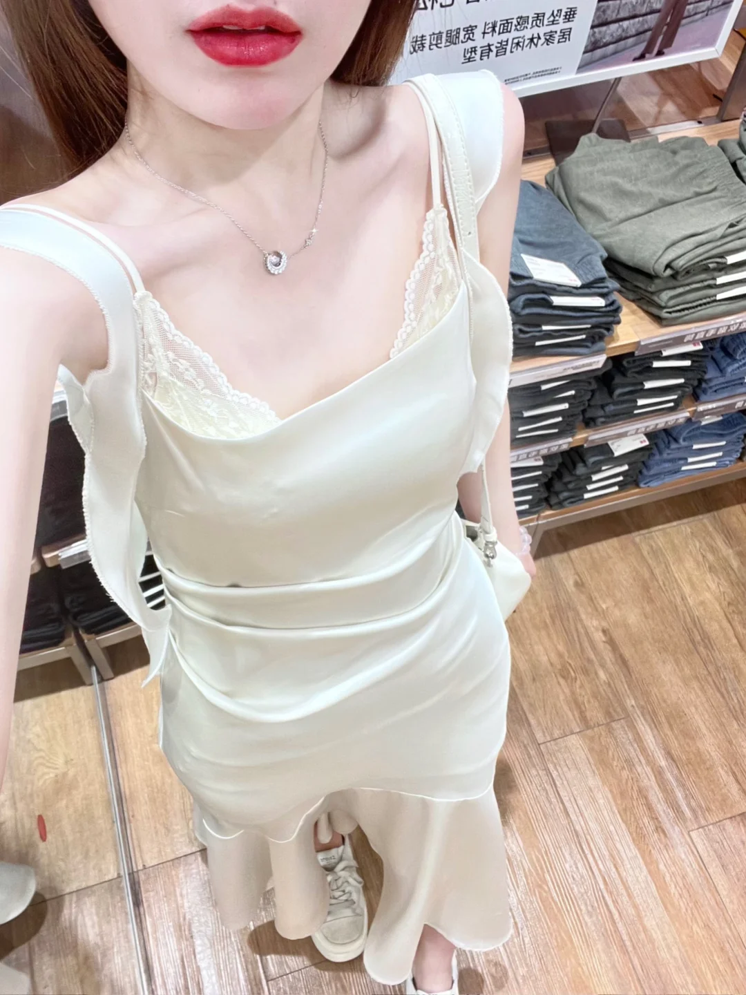 Elegant Mermaid Spaghetti Straps Satin Lace Long Prom Dresses Formal Dress C4962