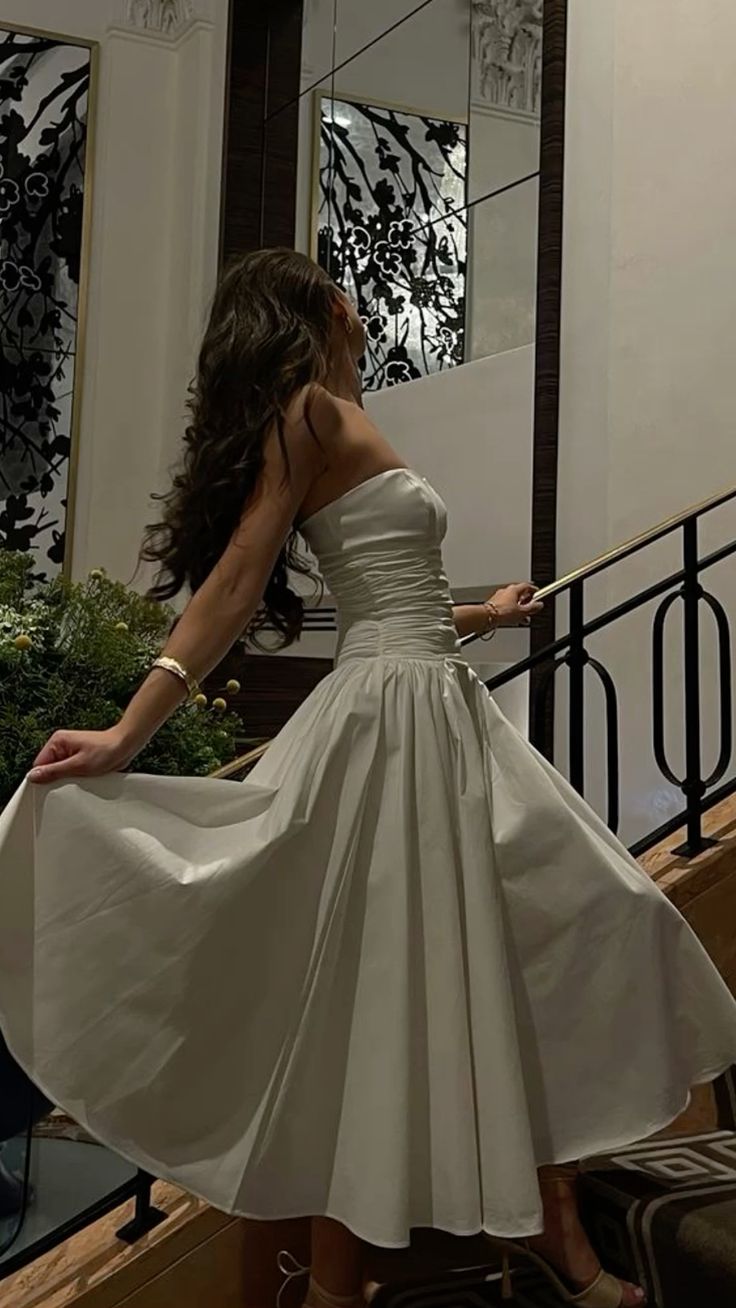 Pretty A Line Strapless Satin Long Prom Dresses Formal Dress C4967