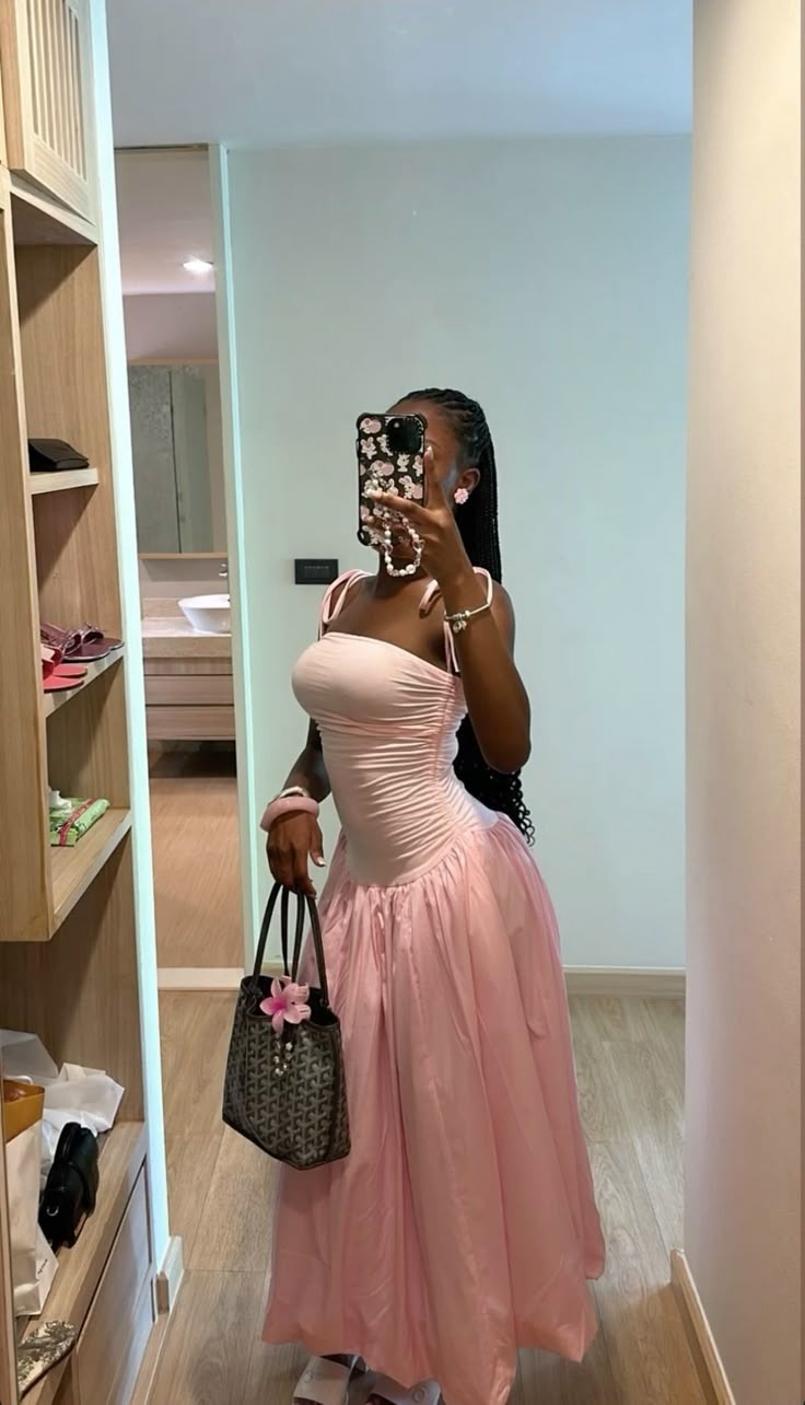 Charming Pink A Line Spaghetti Straps Satin Long Prom Dresses Formal Dress C5002