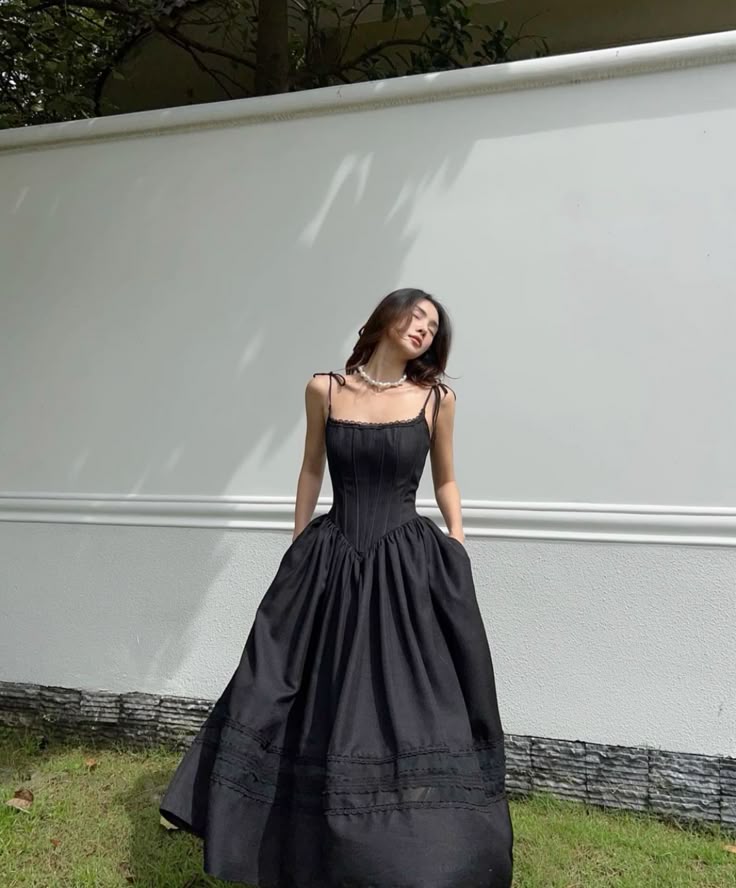 Classy A Line Spaghetti Straps Black Satin Long Prom Dresses Formal Dress C5013