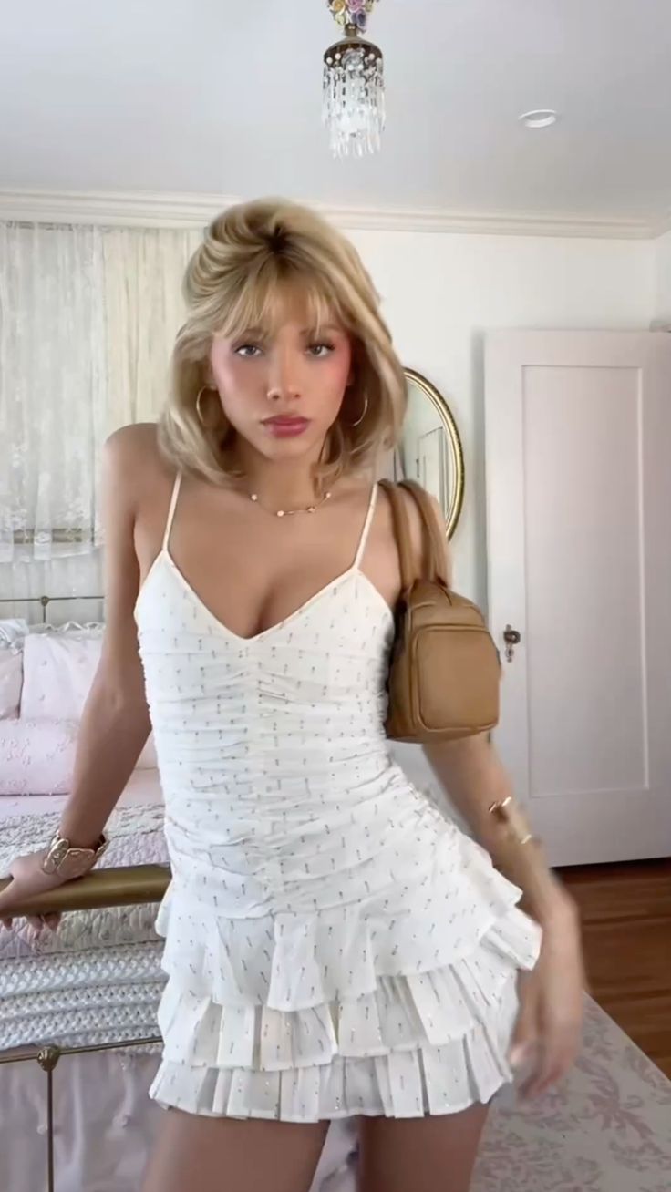 Pretty A Line Spaghtti Straps Satin Tiered Short Homecoming Dress 18th Birthday Outfits C5058