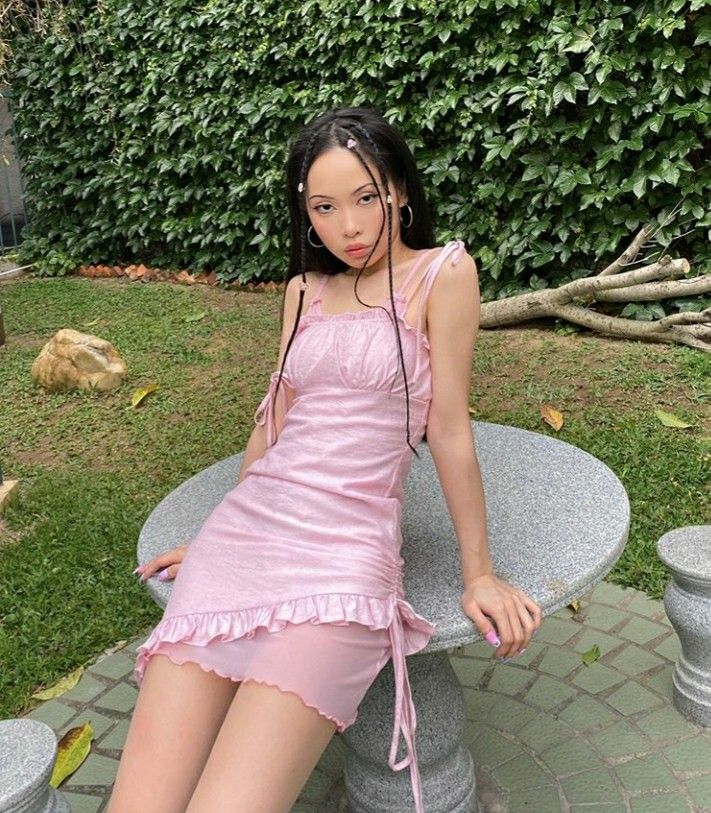 Pink Mermaid Spaghetti Straps Satin Chiffon Ruffles Short Homecoming Dress 19th Birthday Outfits C5063