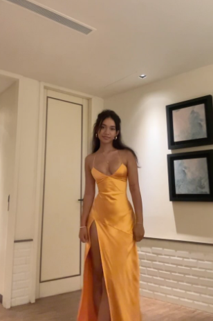 Simple Sexy Mermaid Halter Satin Slit Long Prom Dresses Formal Dress C5106