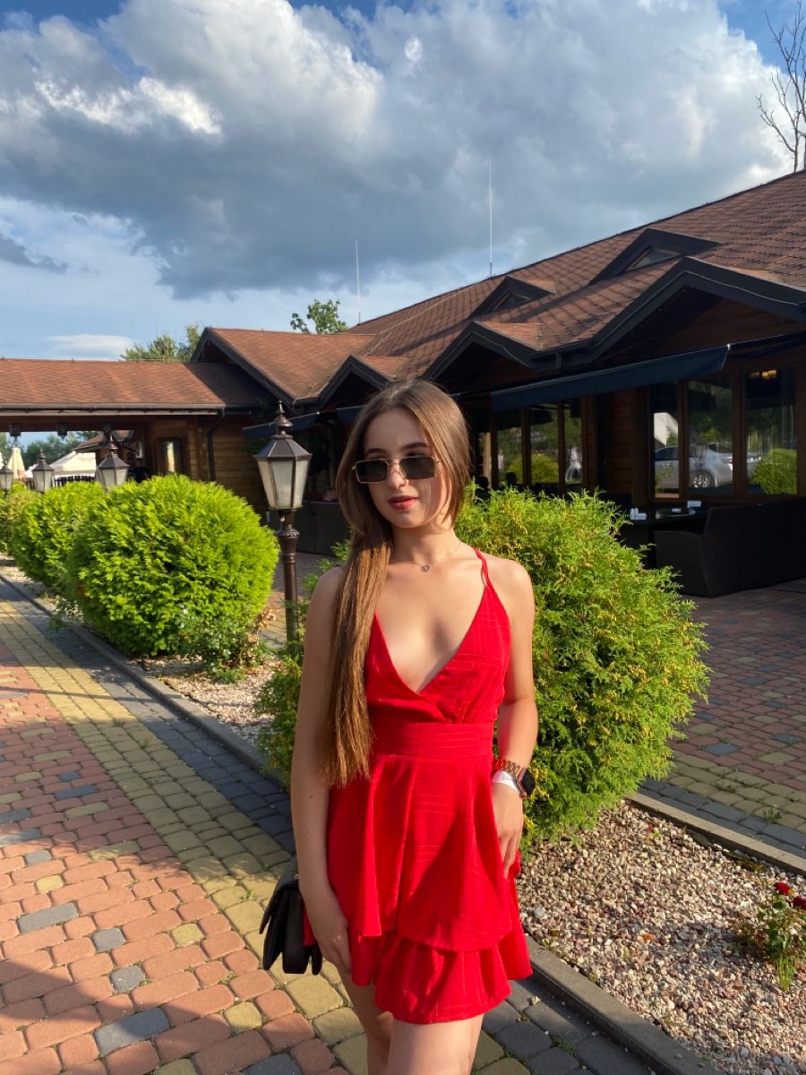 Cute A Line Red Halter Satin Backless Short Homecoming Dress 17th Birthday Outfits C5153