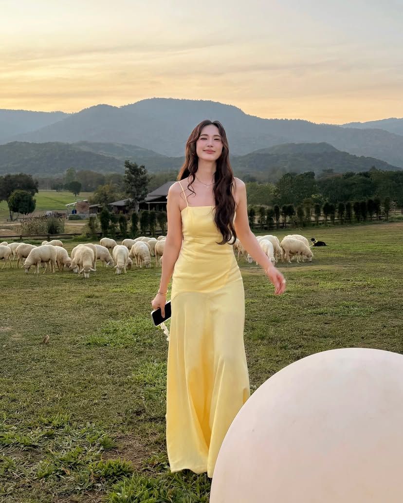 Yellow A Line Spaghetti Straps Satin Long Prom Dresses Formal Dress C5165