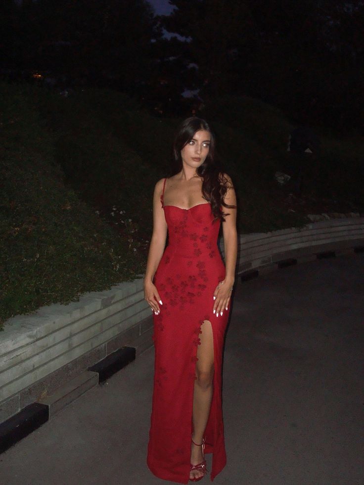 Burgundy Mermaid Spaghetti Straps Satin Applique Slit Long Prom Dresses Formal Dress C5268