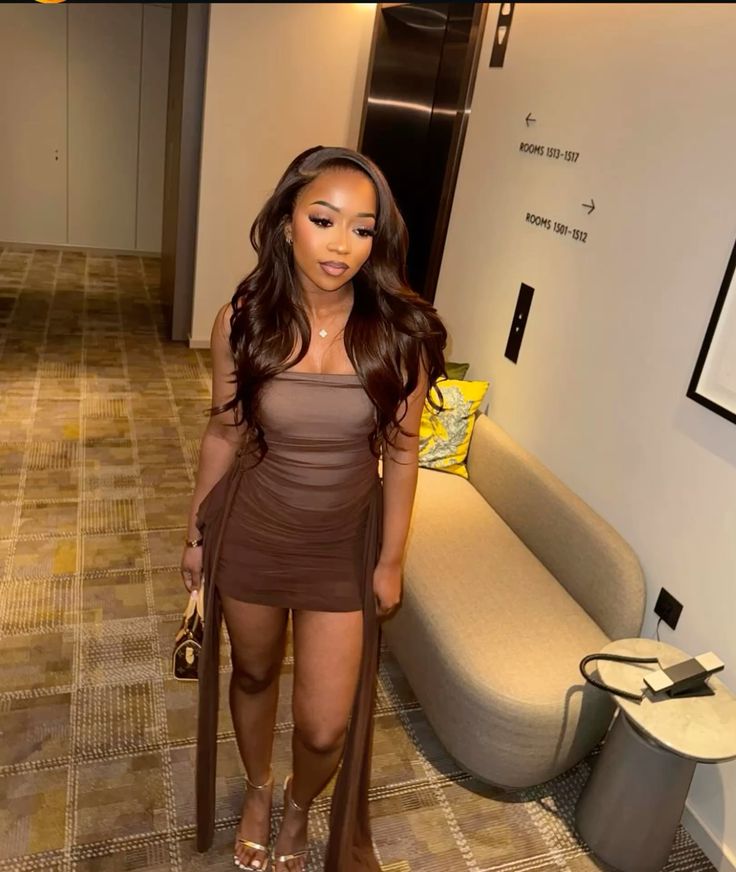 Sheath Mermaid Strapless Brown Satin Short Homecoming Dress 19th Birthday Outfits C5329