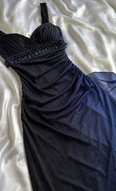 Shiny A Line Sweetheart Neck Ombre Navy Chiffon Sequin Long Prom Dresses Formal Dress C5641