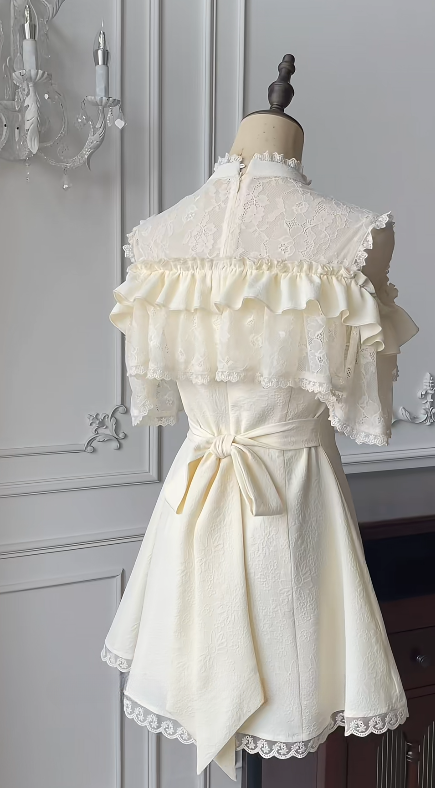 Ivory A Line Satin Lace Short Homecoming Dress 17th Birthday Outfits C5449