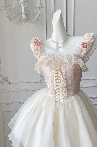 Sweetheart A Line Square Satin Chiffon Flowers Short Homecoming Dress 16th Birthday Outfits C5453