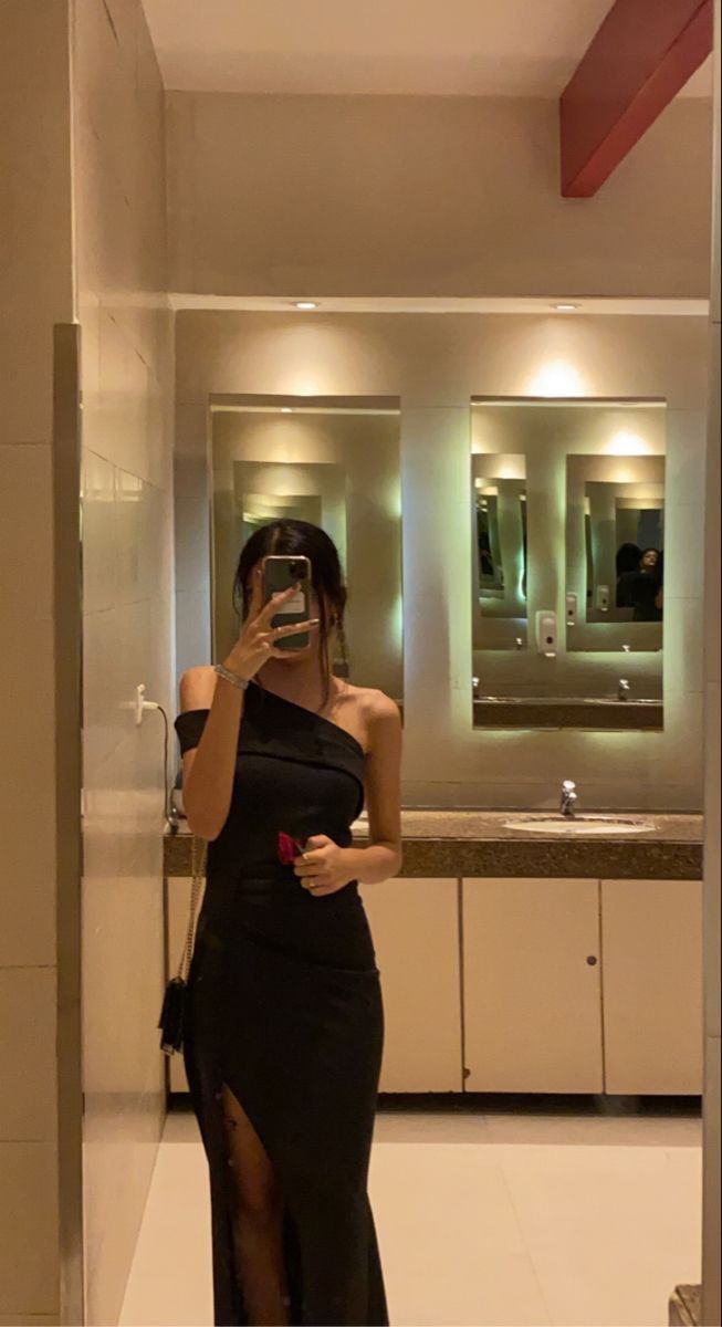 Modest Mermaid Black One Shoulder Satin Slit Long Prom Dresses Formal Dress C5704