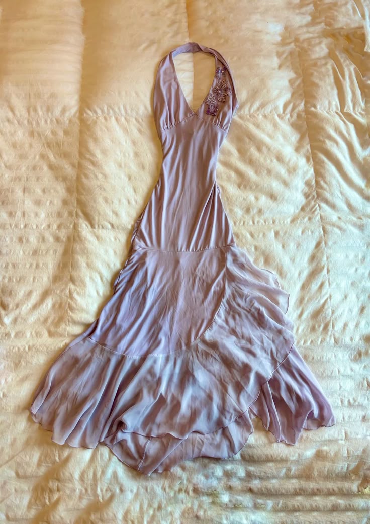 Unique A Line Halter Satin Chiffon Applique Long Prom Dresses Formal Dress C5716