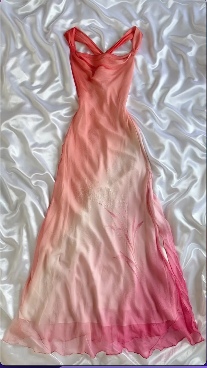 Gradient A Line Chiffon Long Prom Dresses Formal Dress C5717