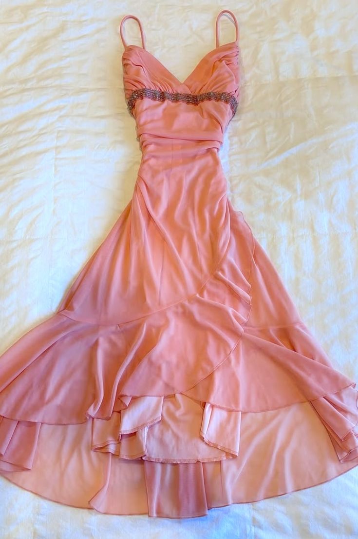 Unique A Line Spaghetti Straps Chiffon Long Prom Dresses Formal Dress C5755
