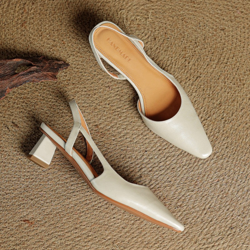 Pointed Toe Slingback Block Heel Pumps