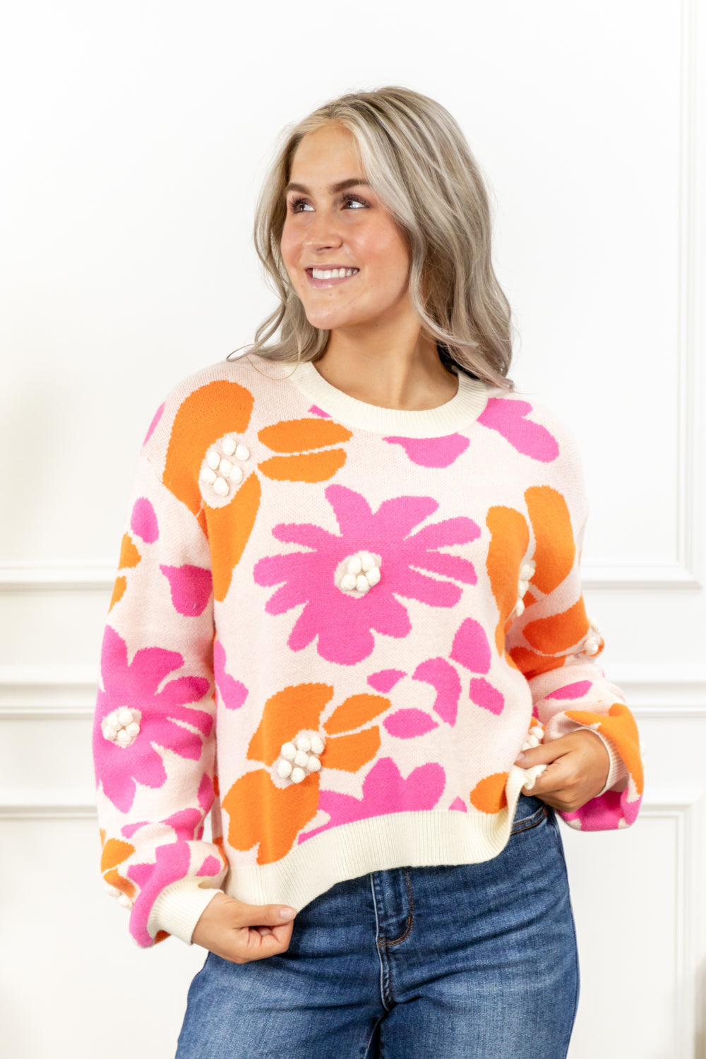 Vintage Bloom Retro Floral Sweater