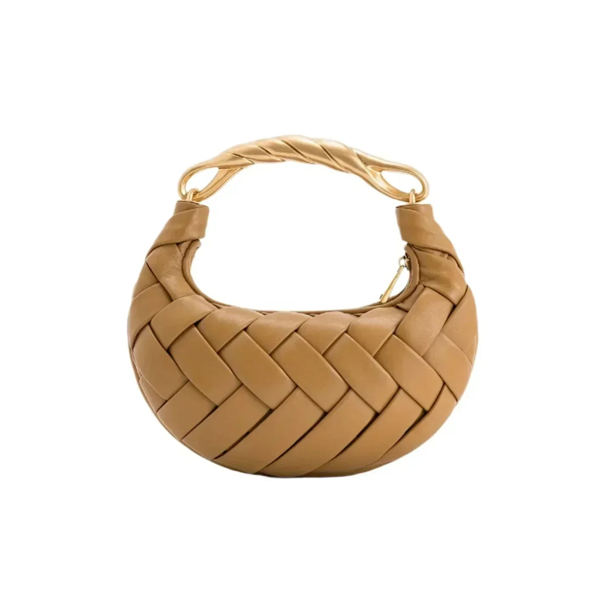 Woven Faux Leather Top Handle Mini Bag