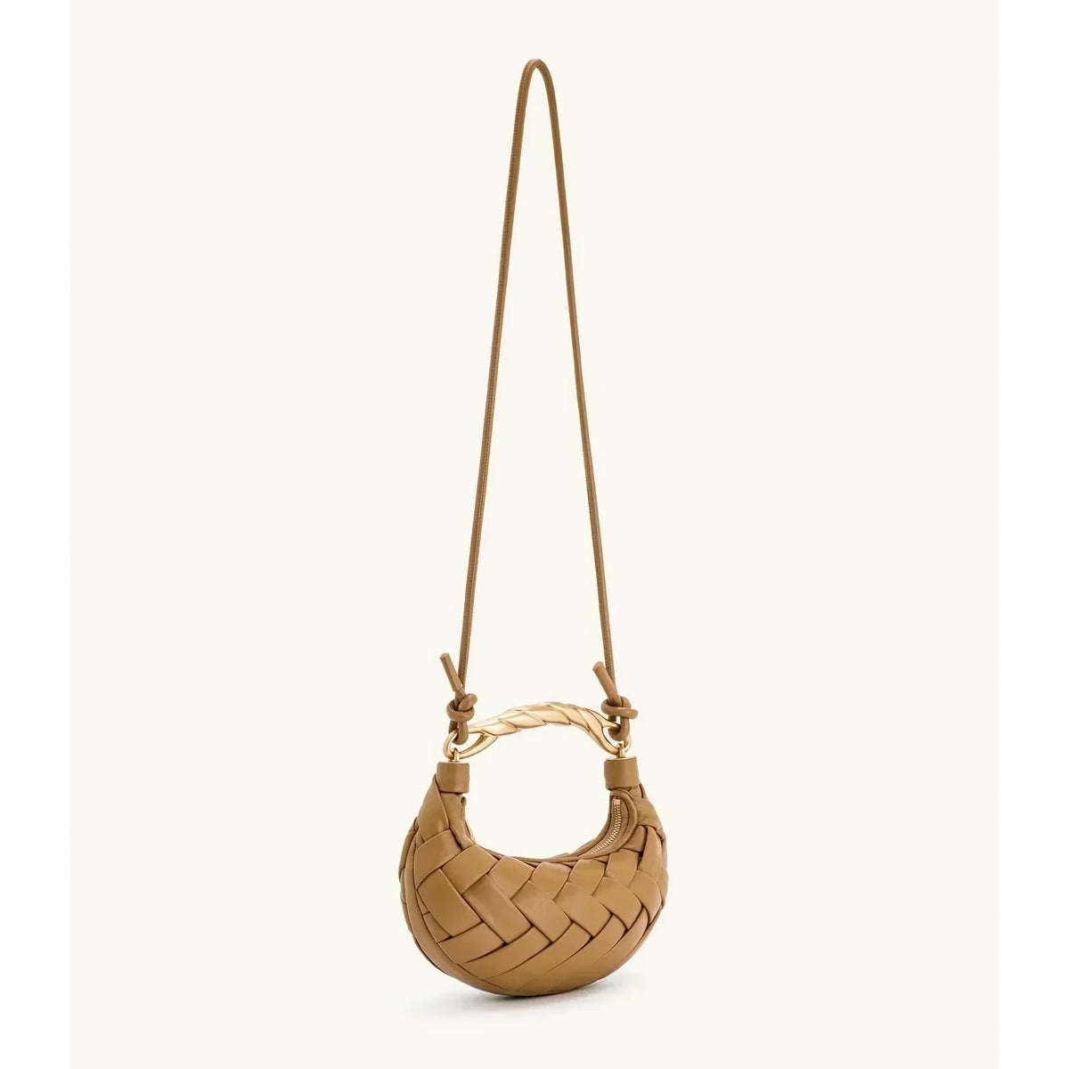 Woven Faux Leather Top Handle Mini Bag