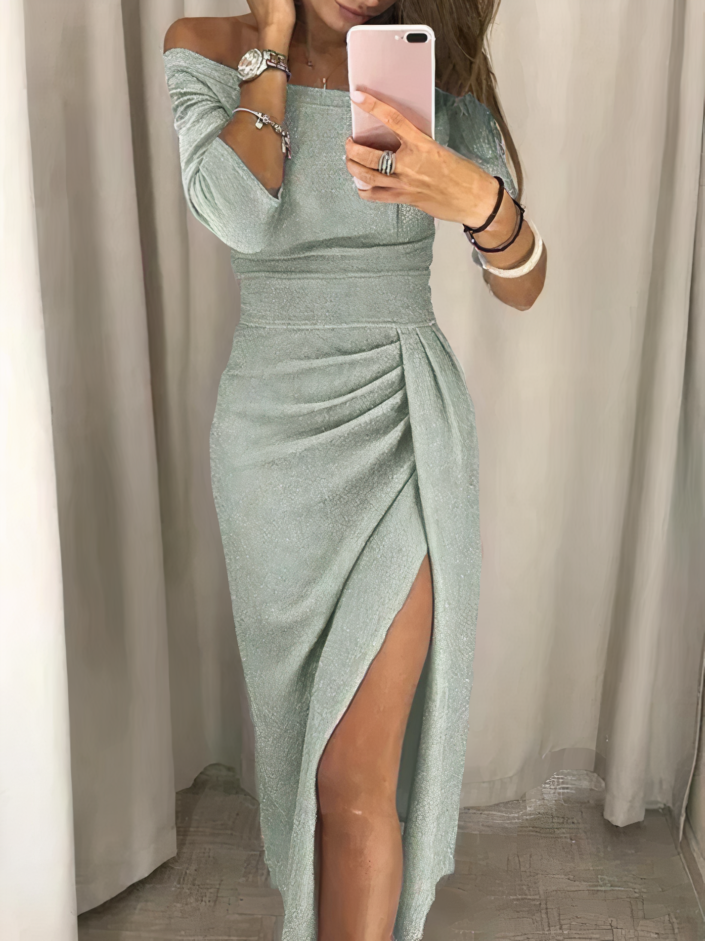 Gloria Statement Shoulder Hugging Pencil Dress Premium Wardrobe Essential