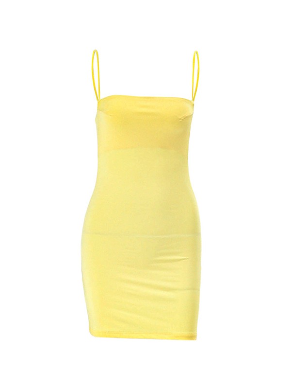 Spaghetti Strap Straight Neck Bodycon Mini Dress 7