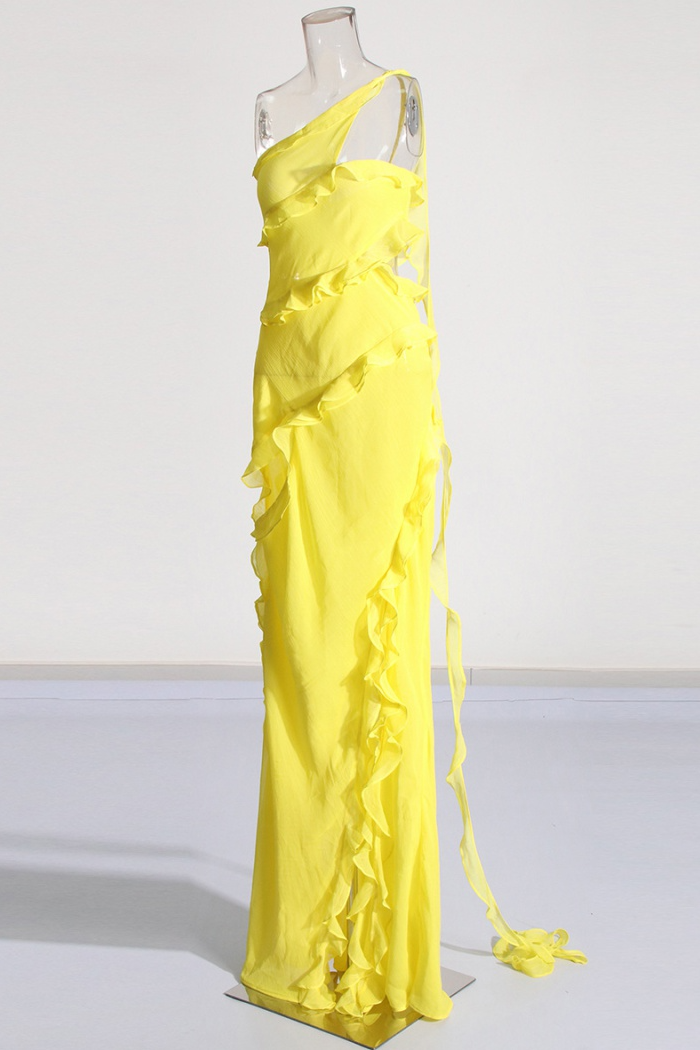 Nyssa Sleeveless Wood Ear Pleated Chiffon Maxi Dress - View 4