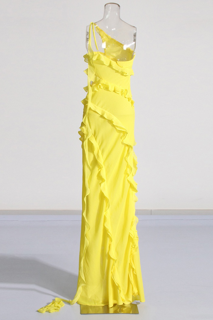Nyssa Sleeveless Wood Ear Pleated Chiffon Maxi Dress - View 5