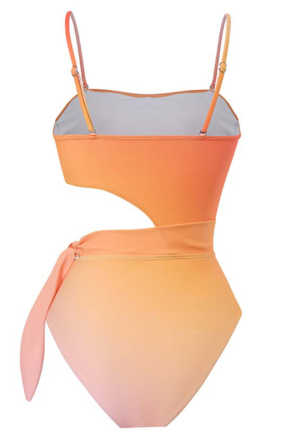 High Waist Orange One Piece Swimwear with Cut Out