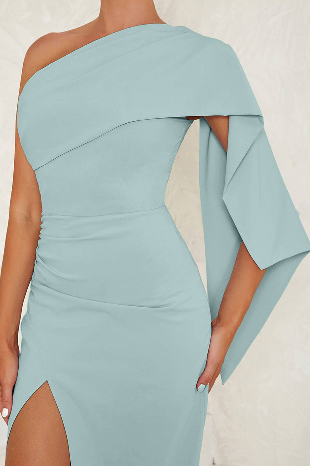 Blue One Shoulder Bodycon Long Formal Dress