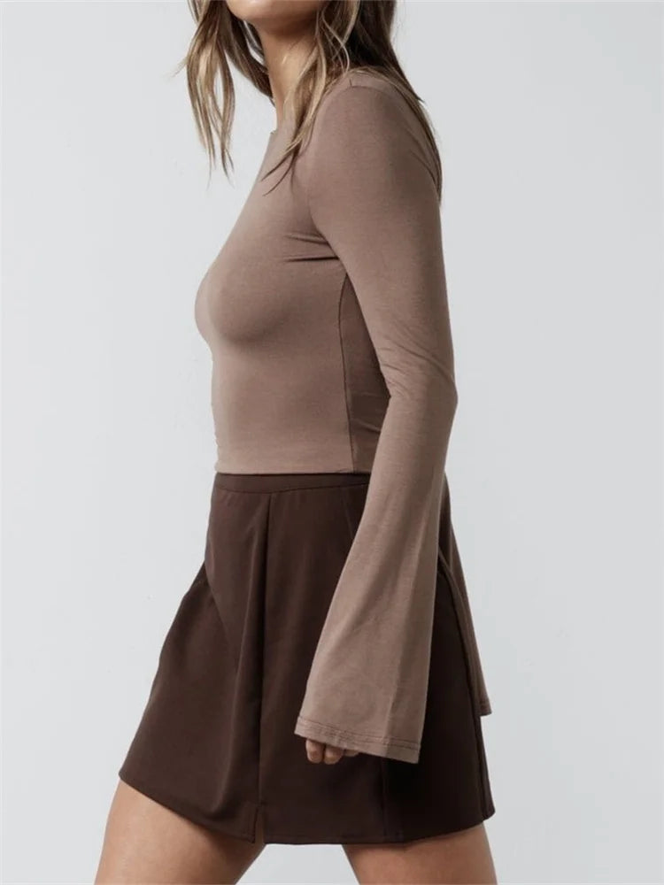 Backless Flared Sleeve Top