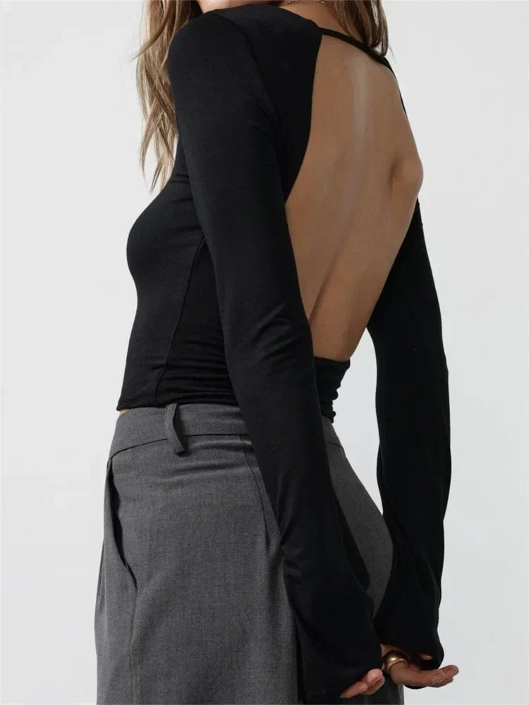 Backless Flared Sleeve Top