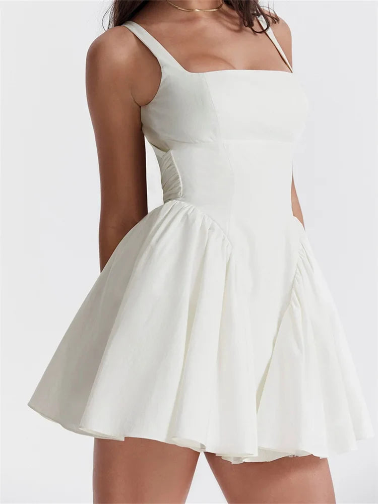 Elegant Backless Spaghetti Strap Aline Mini Dresses