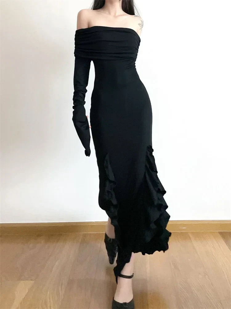 Off-the-Shoulder Flared Sleeve Dress