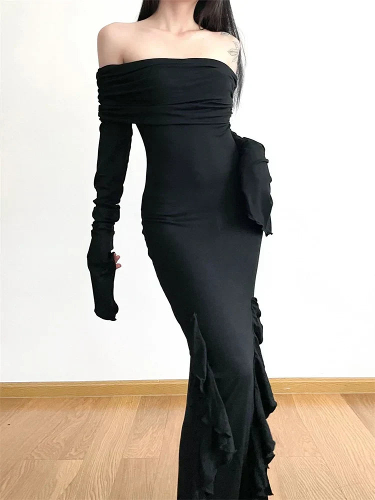 Off-the-Shoulder Flared Sleeve Dress