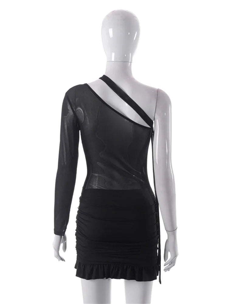 Sheer See Through Long Sleeve Mini Dresses 5