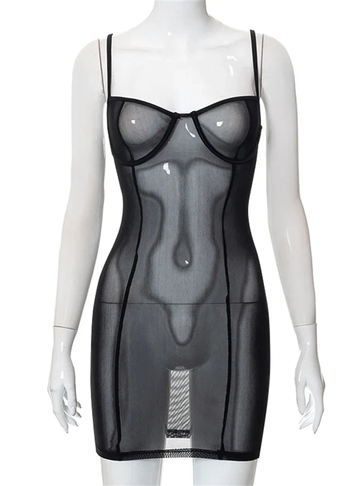 Mesh See Through Summer Mini Dresses