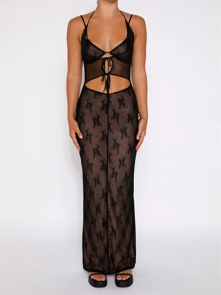 Lace Sheer Mesh Dress