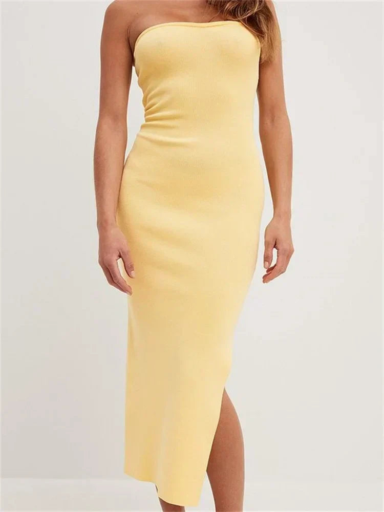 Backless Off-the-Shoulder Midi Dress