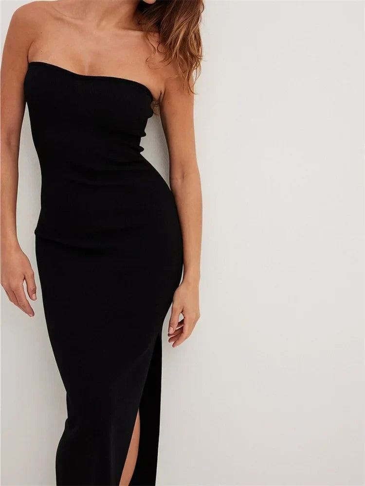 Backless Off-the-Shoulder Midi Dress
