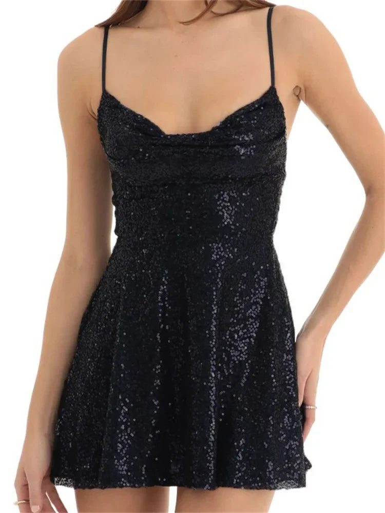 Sequined Sleeveless ALine Mini Dresses
